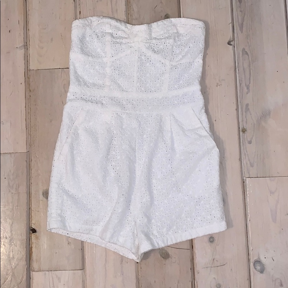 White strapless romper